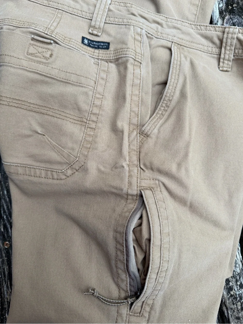 GH Bass & Co Canvas Terrain Pants 34x32 Rugged Khaki Tan Cotton Cargo Pants P4